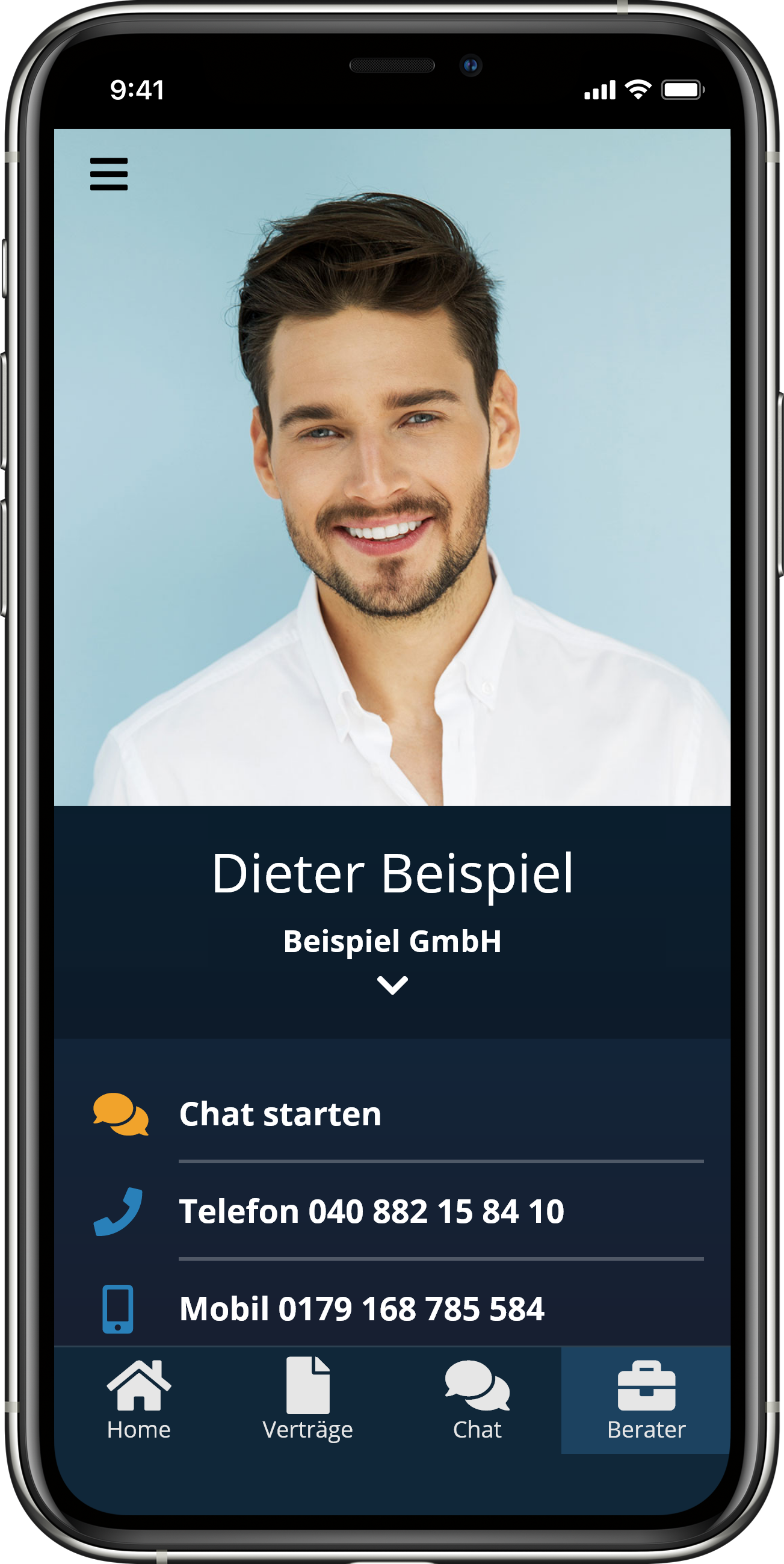 Berateransicht der EUFINA Kunden-App