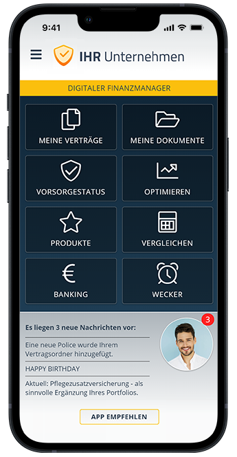 Startseite der individuell gebrandeten EUFINA Kunden-App